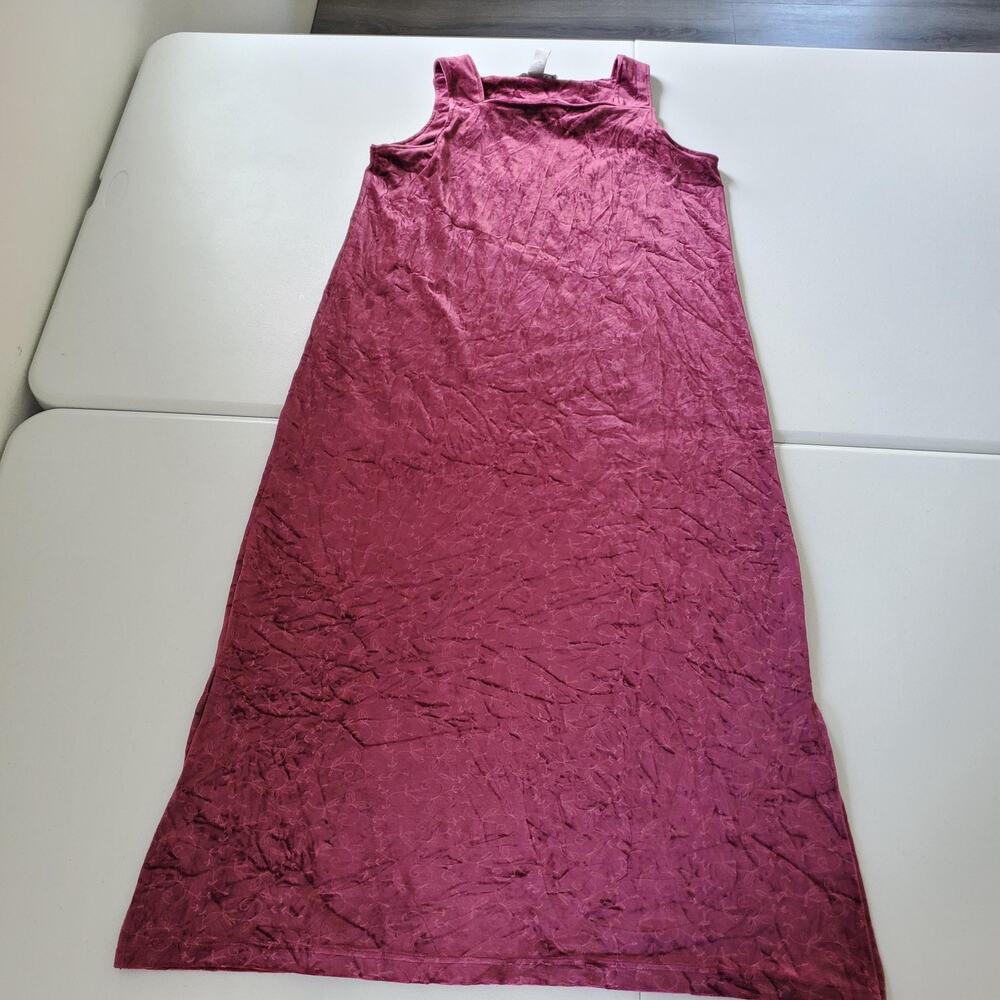90s Velvet Maxi Dress Womens Large Burgundy Embroidered Floral Fairy Stretchf